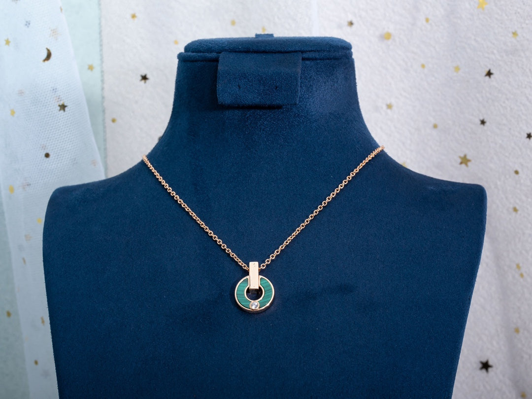 [OrnoraJewelry]GARI NECKLACE PINK GOLD MALACHITE