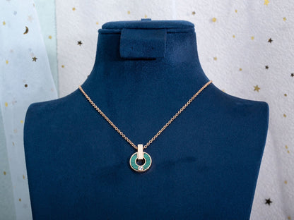 [OrnoraJewelry]GARI NECKLACE PINK GOLD MALACHITE