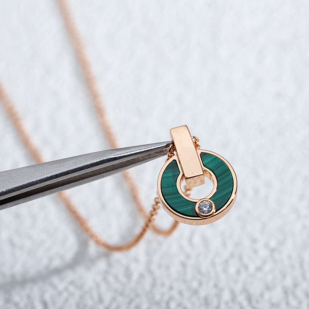 [OrnoraJewelry]GARI NECKLACE PINK GOLD MALACHITE