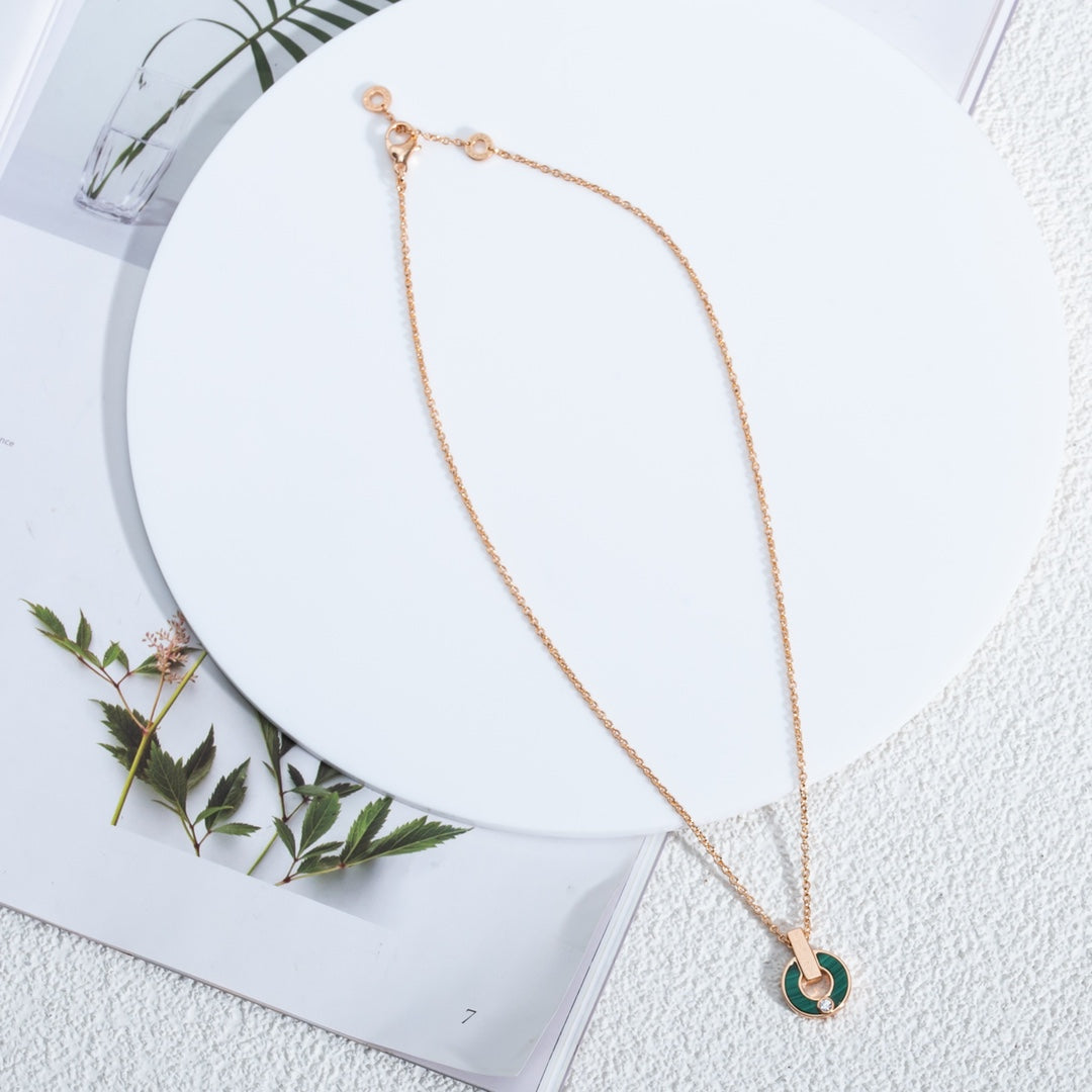 [OrnoraJewelry]GARI NECKLACE PINK GOLD MALACHITE