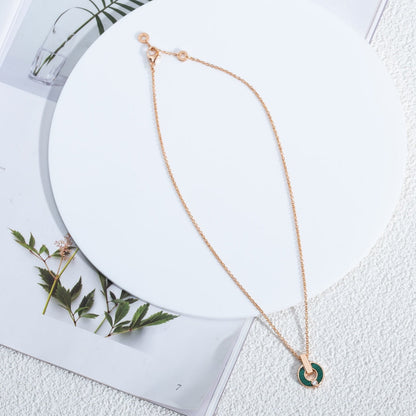 [OrnoraJewelry]GARI NECKLACE PINK GOLD MALACHITE
