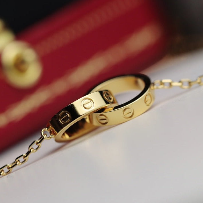 [OrnoraJewelry]LOVE NECKLACE DOUBLE RING GOLD