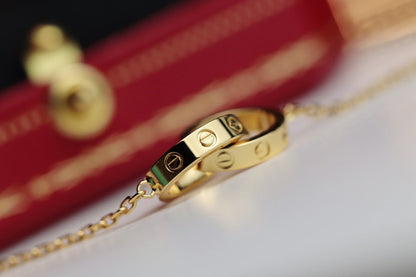 [OrnoraJewelry]LOVE NECKLACE DOUBLE RING GOLD
