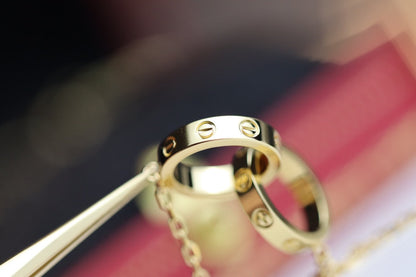 [OrnoraJewelry]LOVE NECKLACE DOUBLE RING GOLD