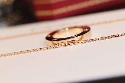 [OrnoraJewelry]LOVE NECKLACE 16MM 6 DIAMONDS PINK GOLD