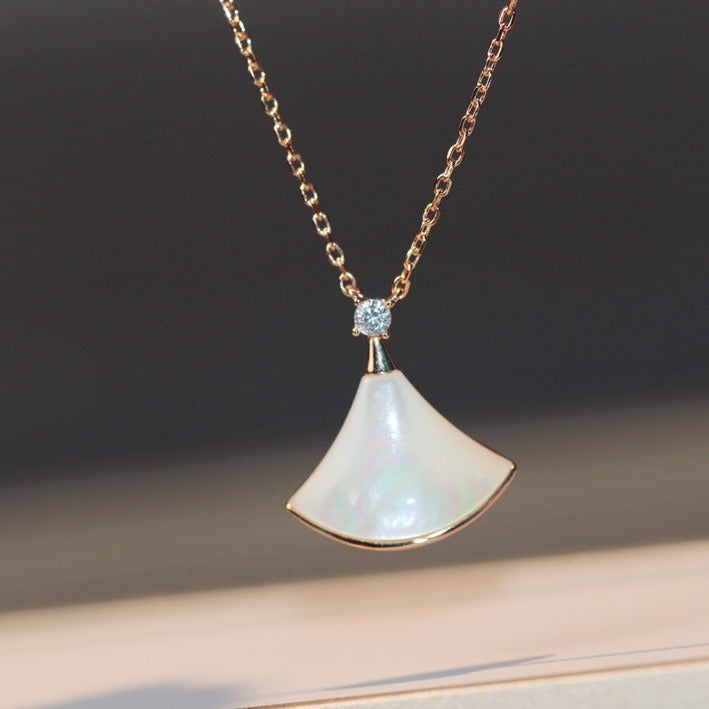 [OrnoraJewelry]DREAM NECKLACE WHITE MOP PINK GOLD 1 DIAMOND