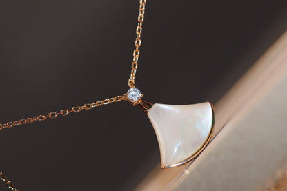 [OrnoraJewelry]DREAM NECKLACE WHITE MOP PINK GOLD 1 DIAMOND