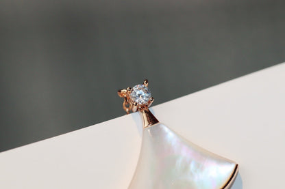 [OrnoraJewelry]DREAM NECKLACE WHITE MOP PINK GOLD 1 DIAMOND