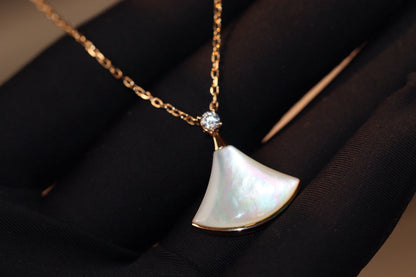 [OrnoraJewelry]DREAM NECKLACE WHITE MOP PINK GOLD 1 DIAMOND