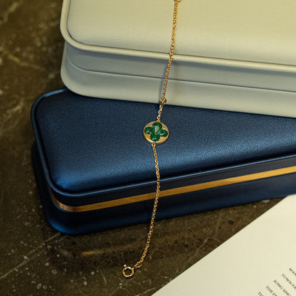 [OrnoraJewelry]SUN MALACHITE 1 DIAMOND PINK GOLD BRACELET