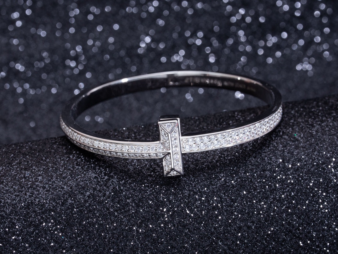 [Ornora Jewelry]WIDE DIAMONDS HINGED BANGLE SILVER