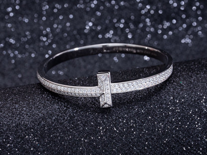 [Ornora Jewelry]WIDE DIAMONDS HINGED BANGLE SILVER