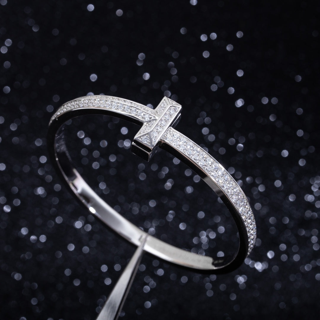 [Ornora Jewelry]WIDE DIAMONDS HINGED BANGLE SILVER