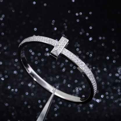 [Ornora Jewelry]WIDE DIAMONDS HINGED BANGLE SILVER