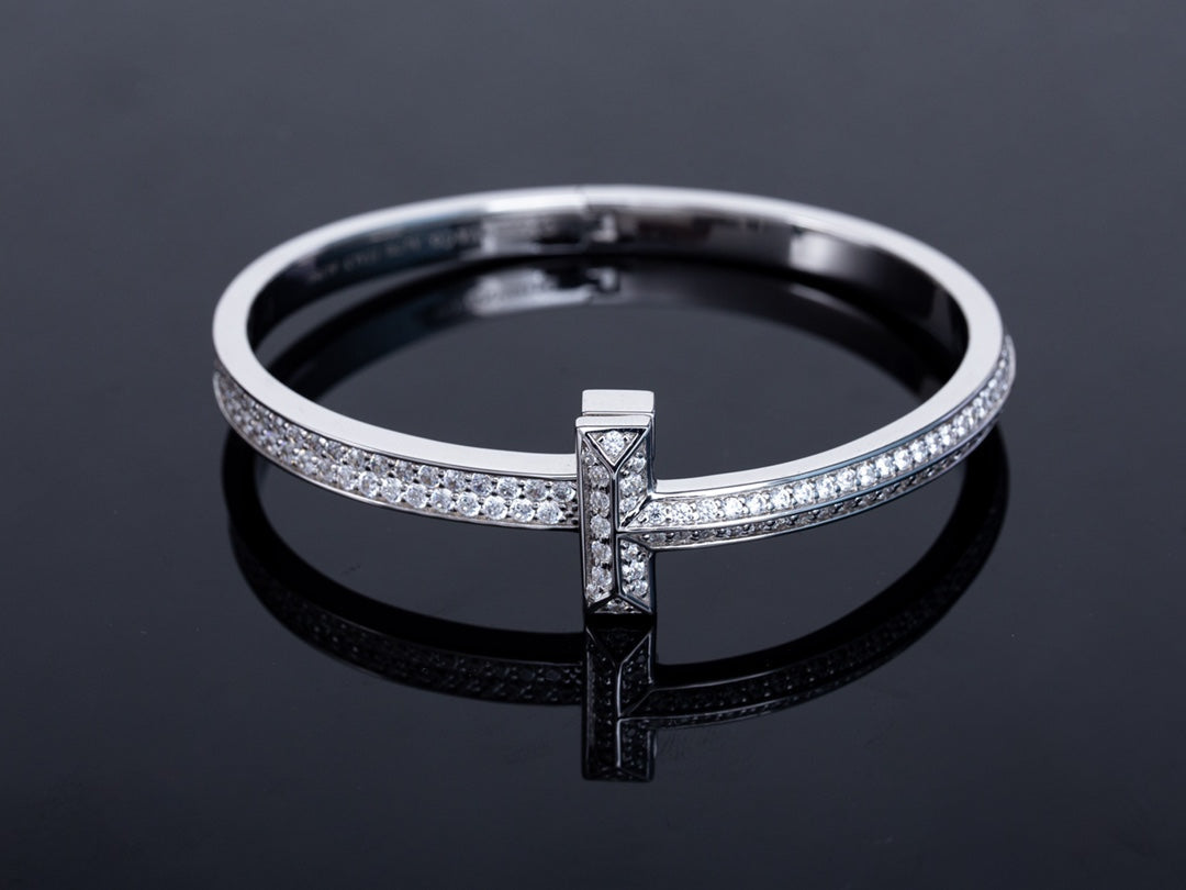 [Ornora Jewelry]WIDE DIAMONDS HINGED BANGLE SILVER