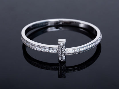 [Ornora Jewelry]WIDE DIAMONDS HINGED BANGLE SILVER
