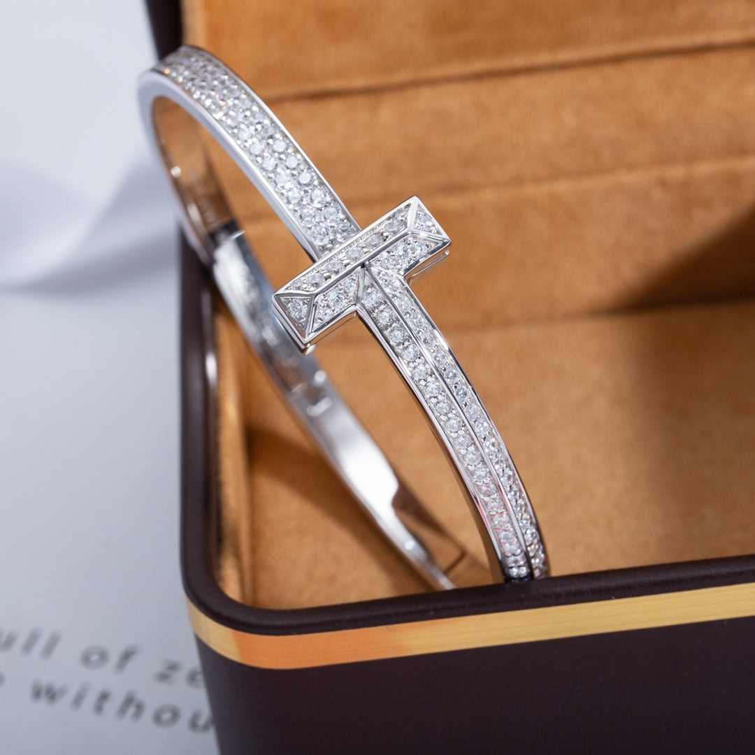 [Ornora Jewelry]WIDE DIAMONDS HINGED BANGLE SILVER