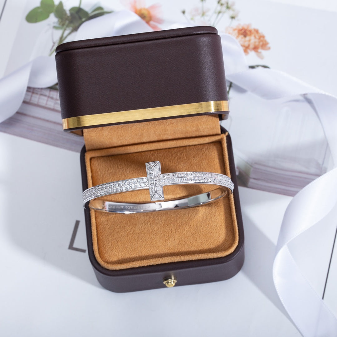 [Ornora Jewelry]WIDE DIAMONDS HINGED BANGLE SILVER