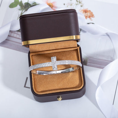 [Ornora Jewelry]WIDE DIAMONDS HINGED BANGLE SILVER