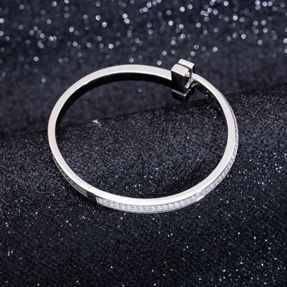 [Ornora Jewelry]WIDE DIAMONDS HINGED BANGLE SILVER
