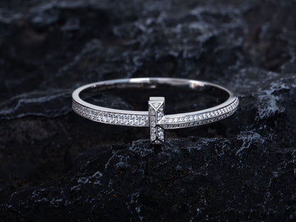 [Ornora Jewelry]WIDE DIAMONDS HINGED BANGLE SILVER