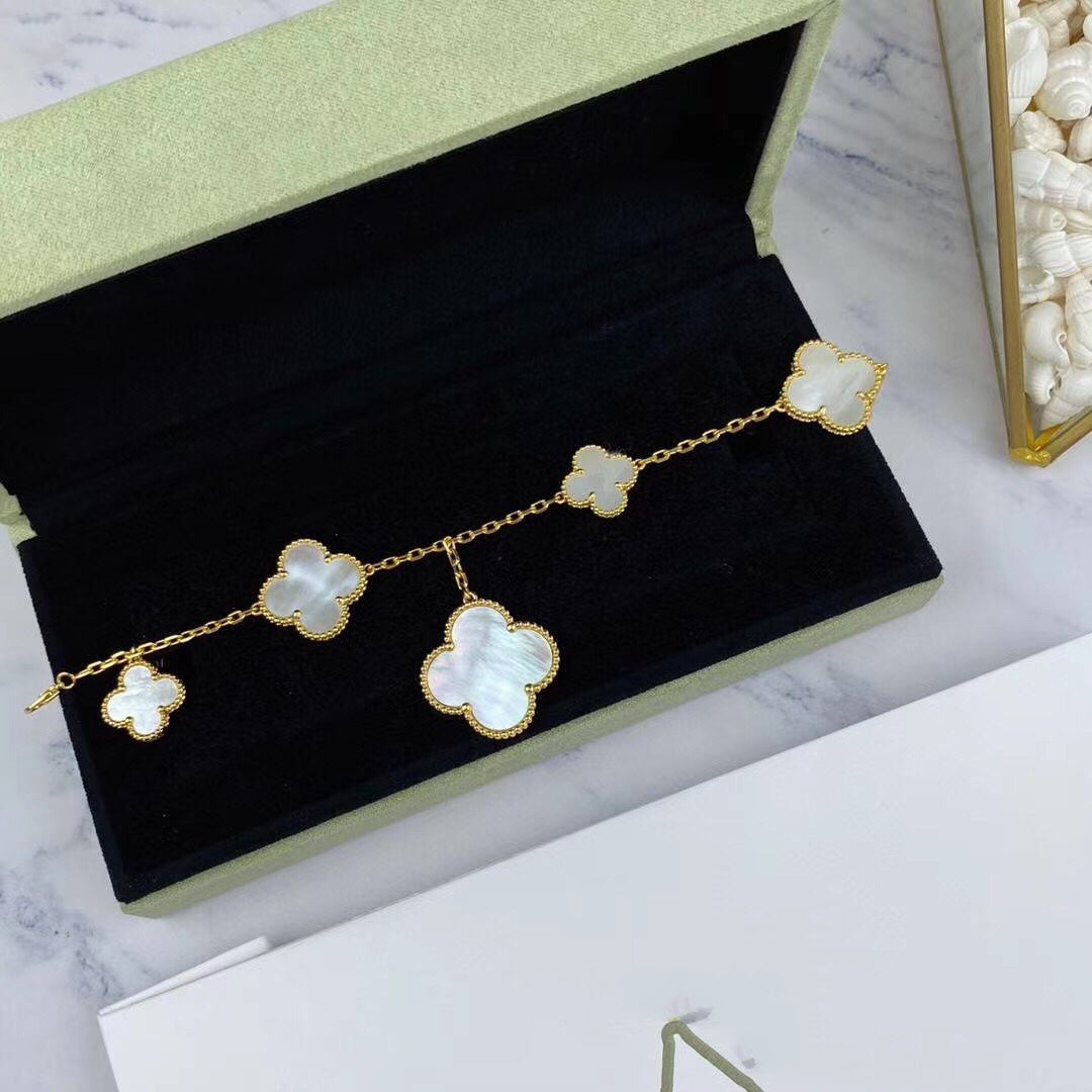 [OrnoraJewelry]MAGIC CLOVER MOP GOLD BRACELET 5 MOTIFS