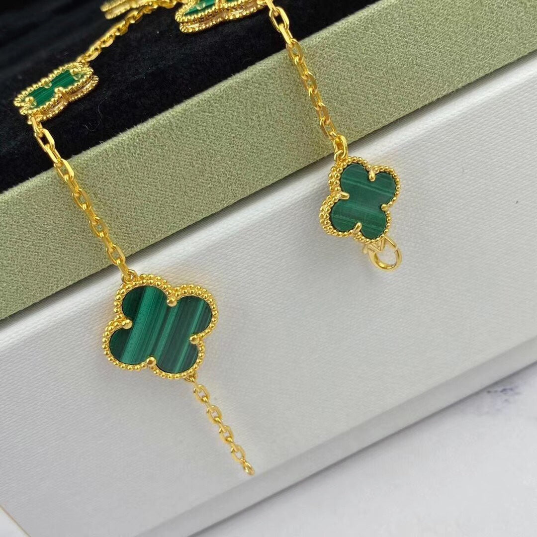 [OrnoraJewelry]MAGIC CLOVER MALACHITE GOLD BRACELET 5 MOTIFS