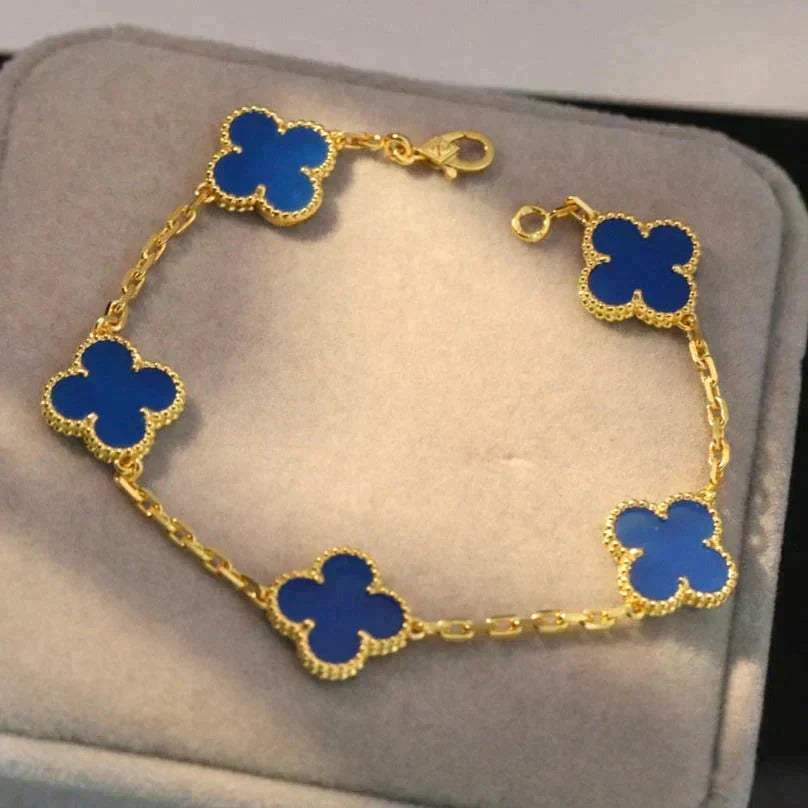 [OrnoraJewelry] CLOVER 5 MOTIF BLUE AGATE BRACELET COLLECTION
