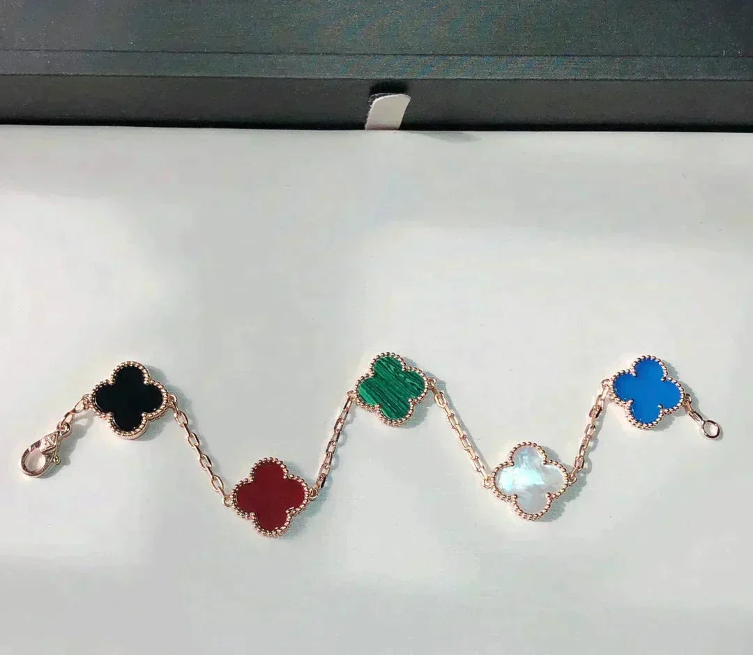 [OrnoraJewelry]CLOVER 5 MOTIFS MULTICOLOR BRACELET
