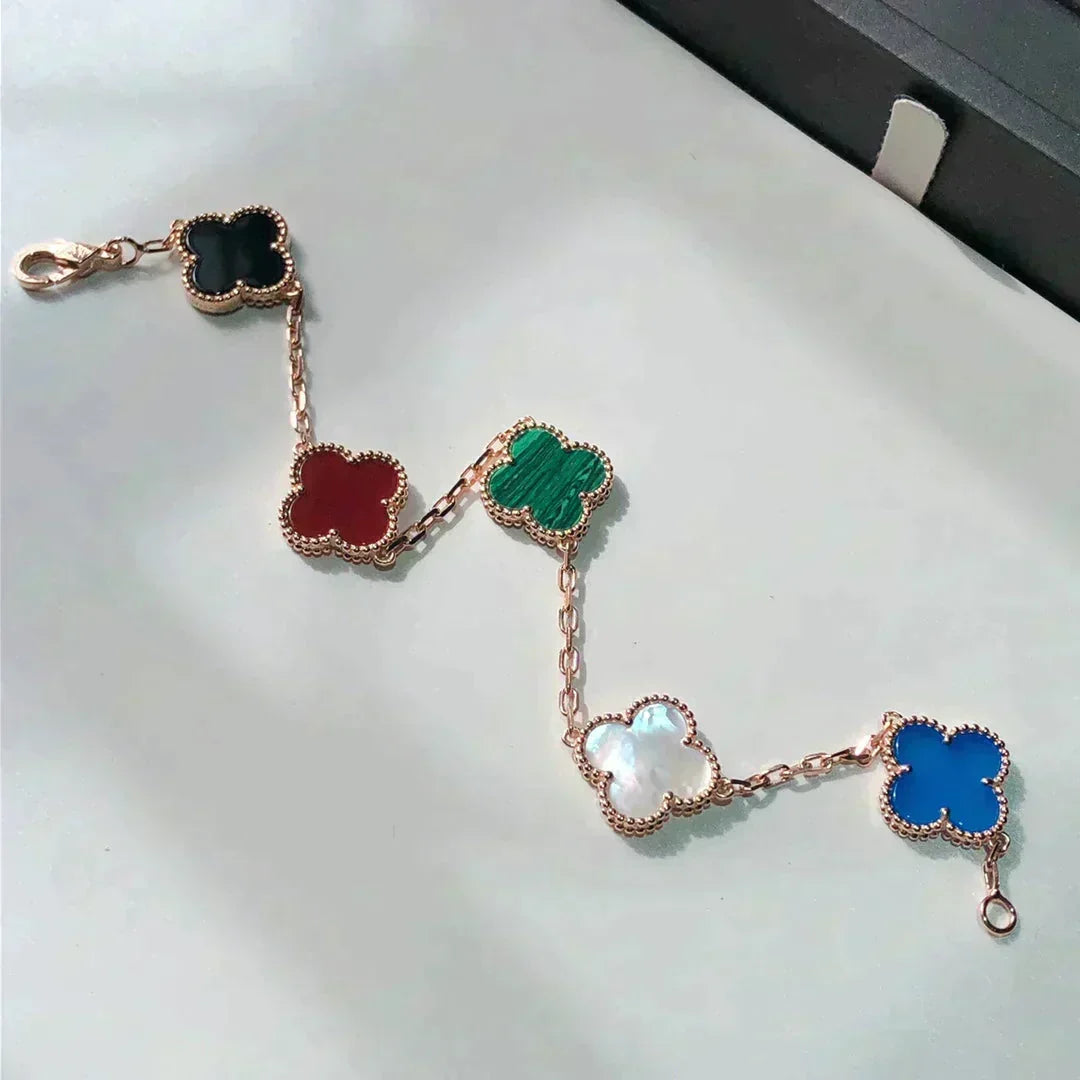 [OrnoraJewelry]CLOVER 5 MOTIFS MULTICOLOR BRACELET