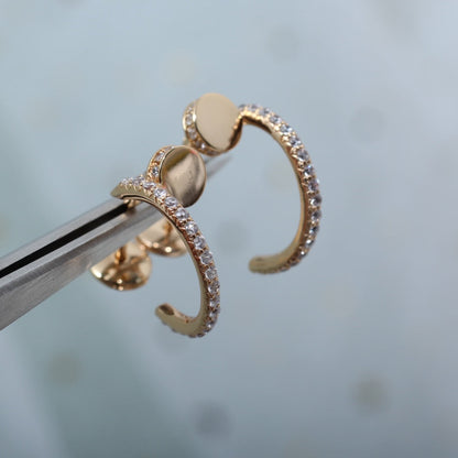[OrnoraJewelry]JUSTE EARRINGS 12.75MM PINK GOLD DIAMOND