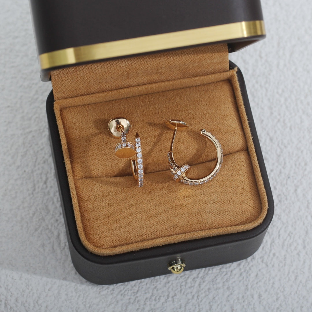 [OrnoraJewelry]JUSTE EARRINGS 12.75MM PINK GOLD DIAMOND