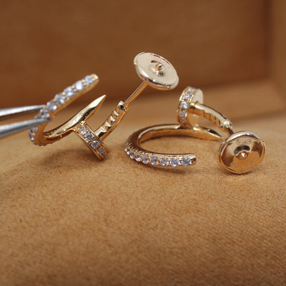 [OrnoraJewelry]JUSTE EARRINGS 12.75MM PINK GOLD DIAMOND