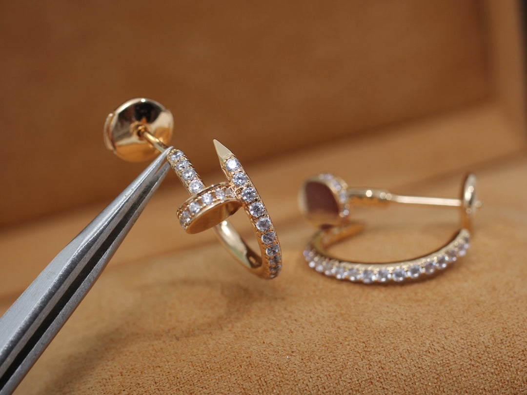 [OrnoraJewelry]JUSTE EARRINGS 12.75MM PINK GOLD DIAMOND