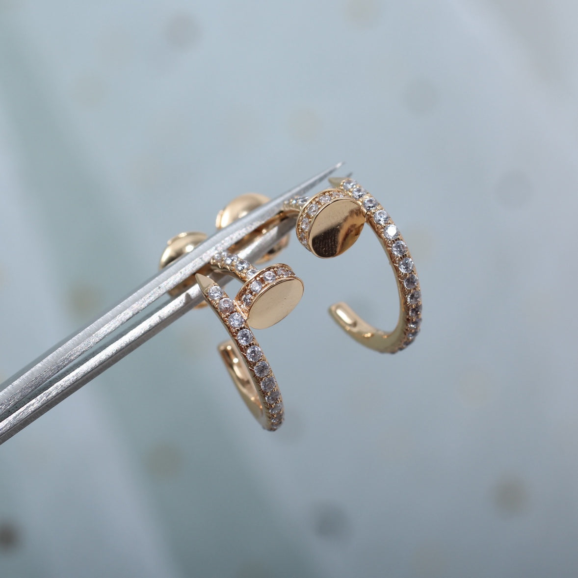 [OrnoraJewelry]JUSTE EARRINGS 12.75MM PINK GOLD DIAMOND