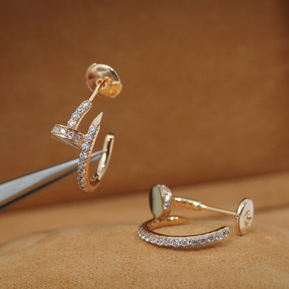 [OrnoraJewelry]JUSTE EARRINGS 12.75MM PINK GOLD DIAMOND
