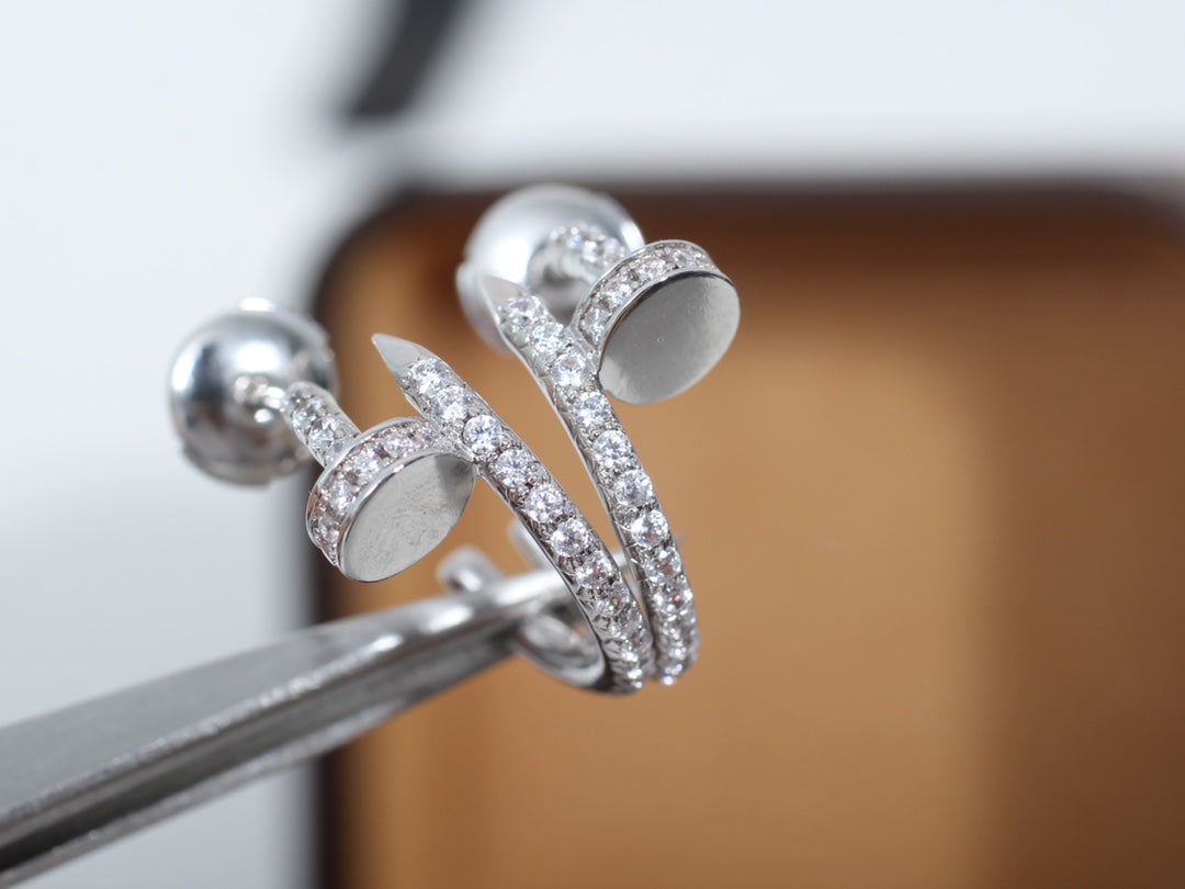 [OrnoraJewelry]JUSTE EARRINGS 12.75MM SILVER DIAMOND