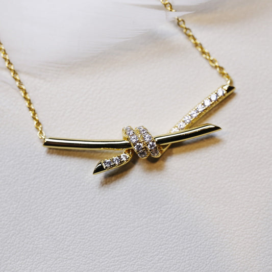 [Ornora Jewelry]KNOT NECKLACE GOLD DIAMONDS