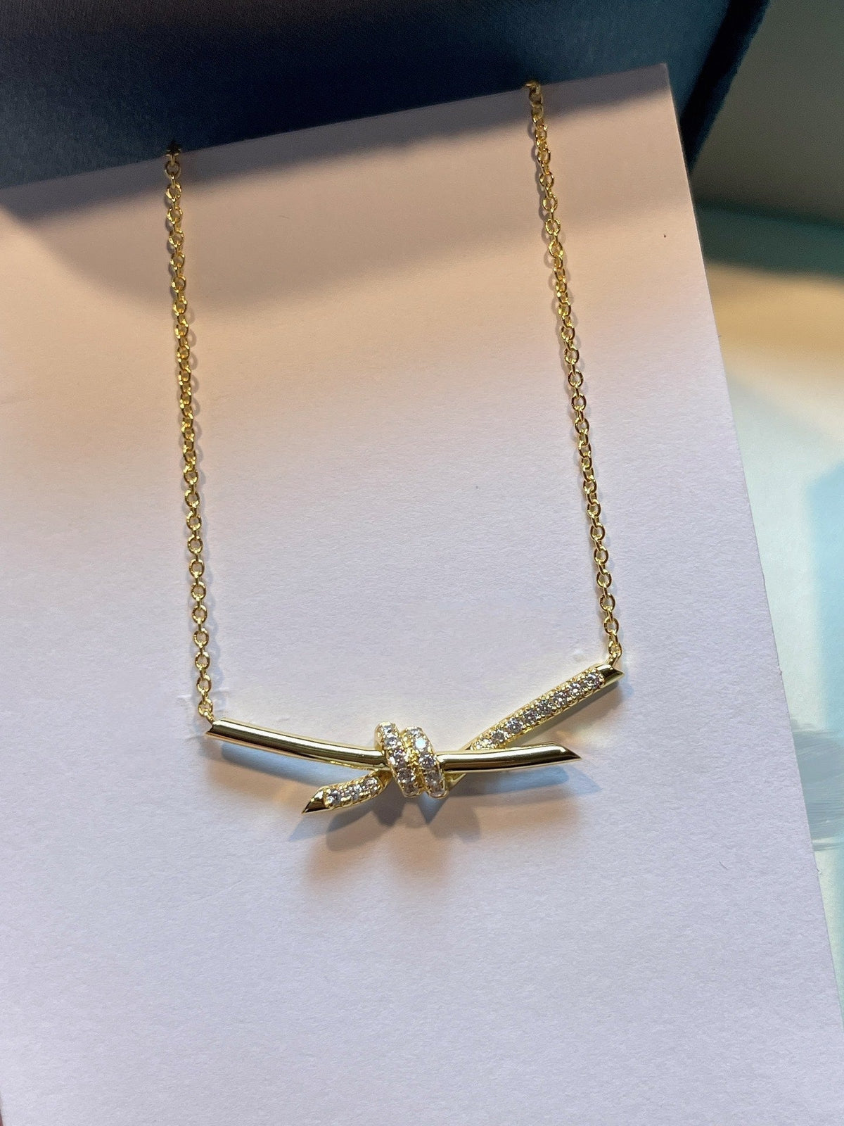 [Ornora Jewelry]KNOT NECKLACE GOLD DIAMONDS