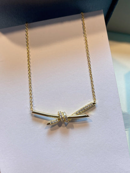 [Ornora Jewelry]KNOT NECKLACE GOLD DIAMONDS