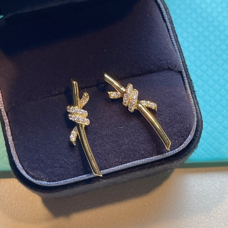 [Ornora Jewelry]KNOT EARRINGS GOLD DIAMOND