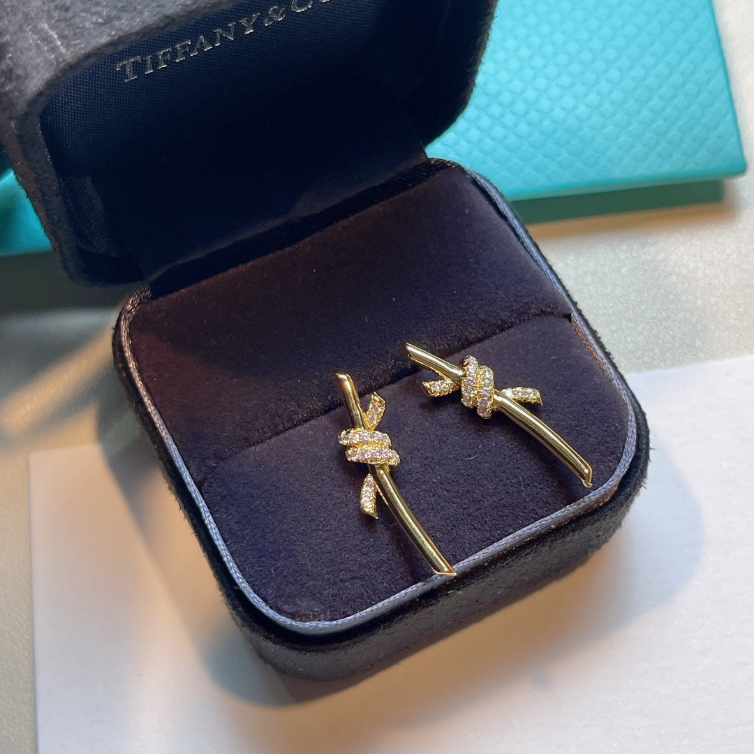 [Ornora Jewelry]KNOT EARRINGS GOLD DIAMOND