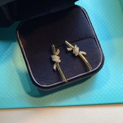 [Ornora Jewelry]KNOT EARRINGS GOLD DIAMOND
