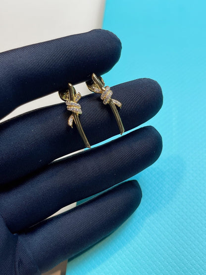 [Ornora Jewelry]KNOT EARRINGS GOLD DIAMOND