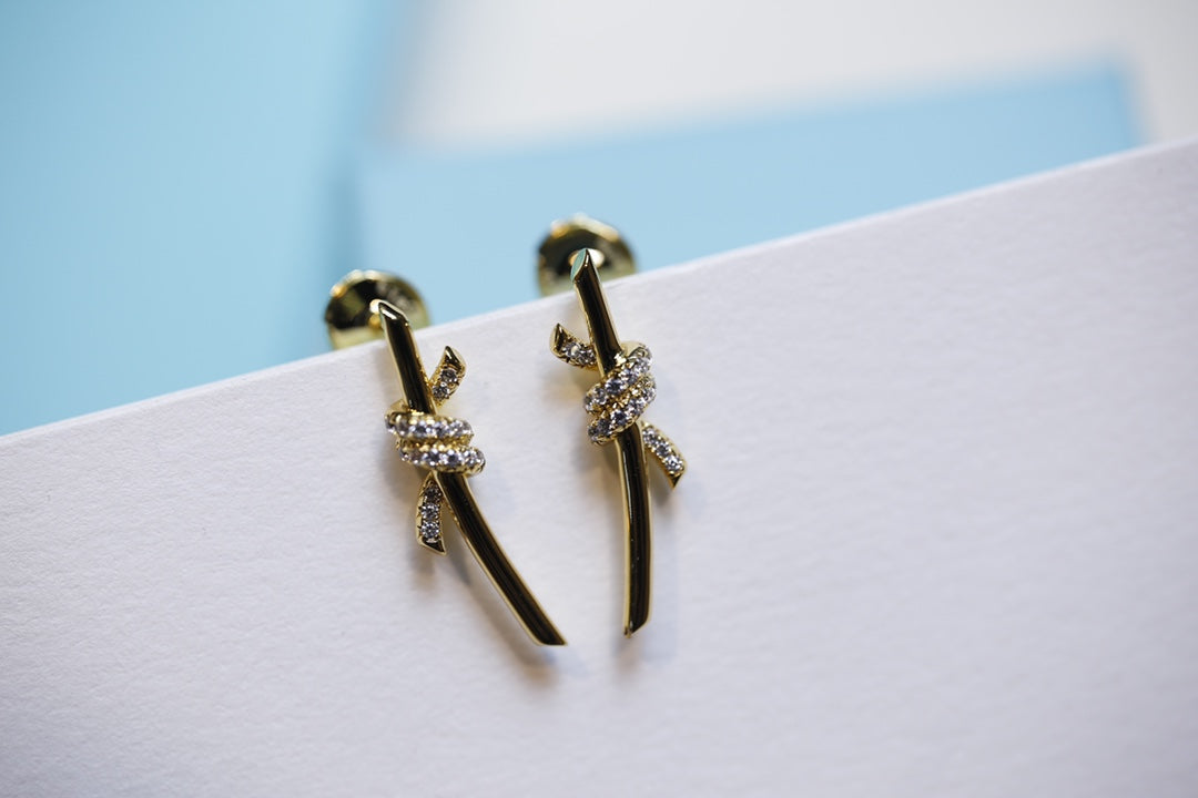 [Ornora Jewelry]KNOT EARRINGS GOLD DIAMOND