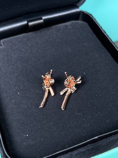 [Ornora Jewelry]KNOT EARRINGS PINK GOLD DIAMOND