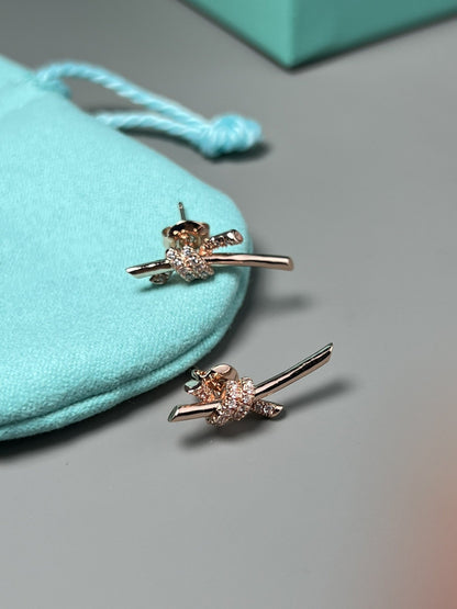 [Ornora Jewelry]KNOT EARRINGS PINK GOLD DIAMOND