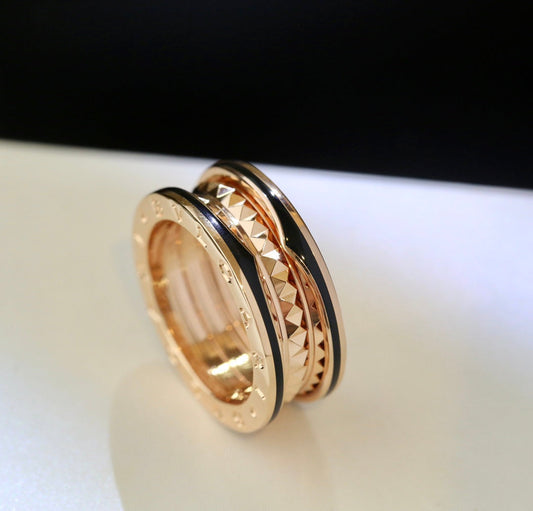 [OrnoraJewelry]ZERO 1 PINK GOLD BLACK CERAMIC RING