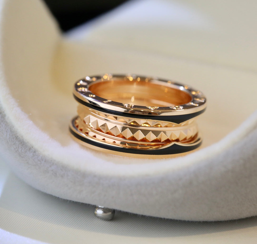 [OrnoraJewelry]ZERO 1 PINK GOLD BLACK CERAMIC RING