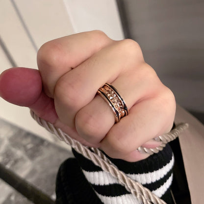 [OrnoraJewelry]ZERO 1 PINK GOLD BLACK CERAMIC RING